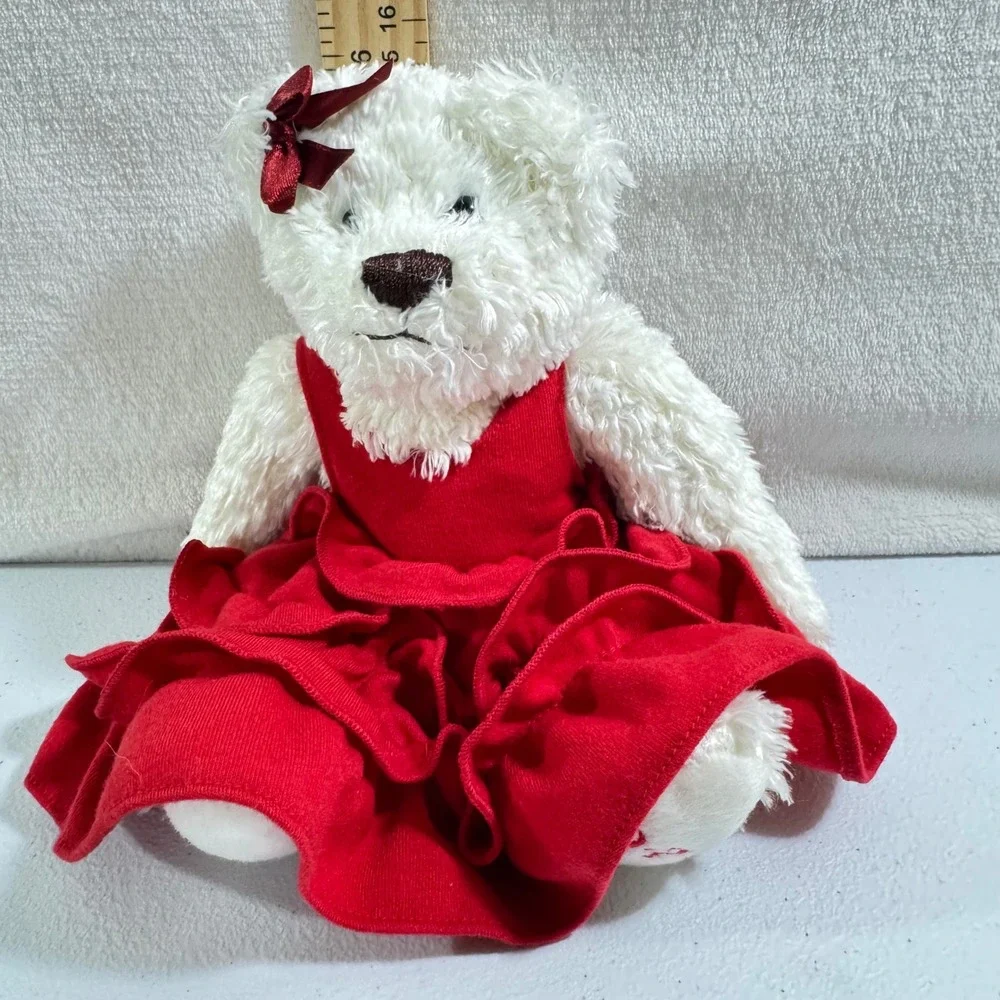 OPI White Teddy Bear Plush Red Ruffled Dress Logo Foot‎ Collectible 9 inch